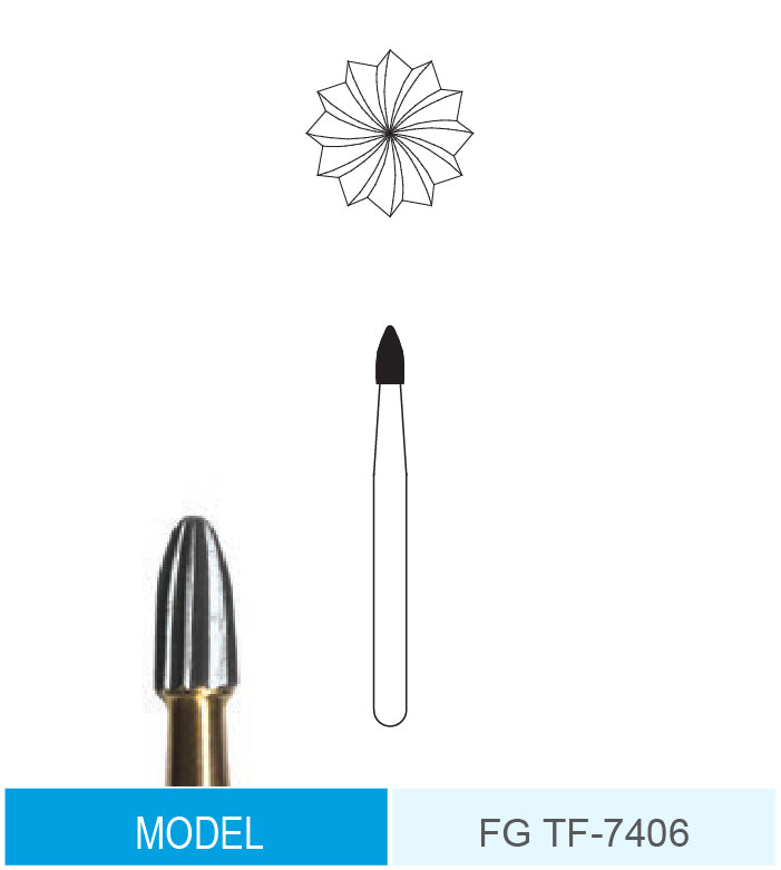 Midwest, Burs Carbide , FG TF - 7406 , 5PCS/Pack – AVACO DENTAL CANADA